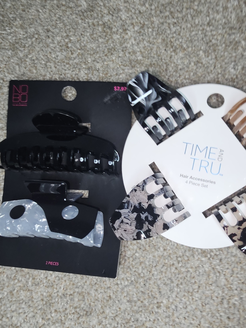 Time and Tru & No Boundaries Hair Clip Sets - Black, White/Gray